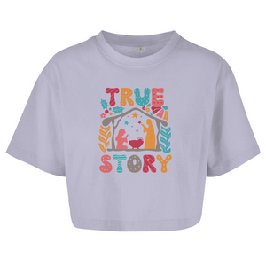 Damen Oversize Crop Top true store weihnachten