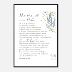 der herr ist mein hirte Psalm 23 von david Poster mit Holzrahmen