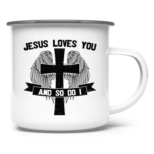 Emaille Tasse jesus loves you and so do i