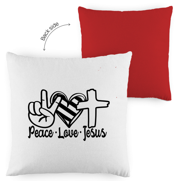 Kopfkissen zweifarbig peace love jesus