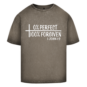 Oversize Washed T-Shirt 0% perfect 100% forgiven 1 john 1:9