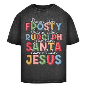 Oversize Washed T-Shirt give like santa love like jesus