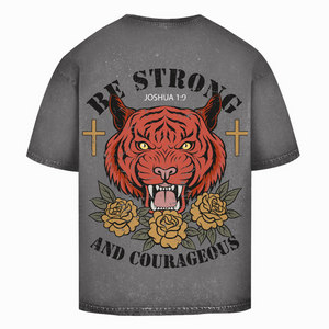 Oversize Washed T-Shirt be strong and courageous joshua 1:9