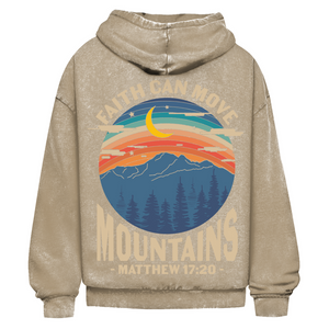 Oversize Washed Hoodie faith can move mountains matthew 17:20