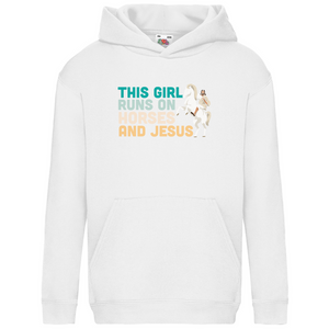Kinder Hoodie this girl runs on horses and jesus