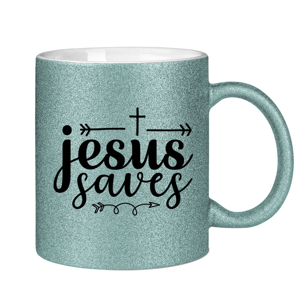 Glitzertasse jesus saves