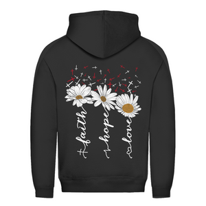 Damen Hoodie faith hope love blumen