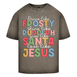 Oversize Washed T-Shirt give like santa love like jesus