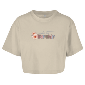Damen Oversize Crop Top made to worship