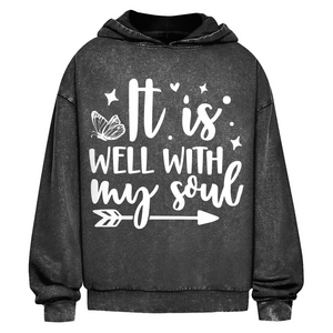 Oversize Washed Hoodie it is well with my soul