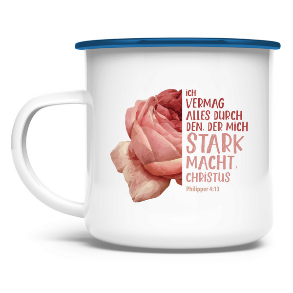 Emaille Tasse der mich stark macht blume