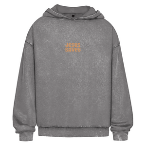 Oversize Washed Hoodie jesus saves john 3:16-17