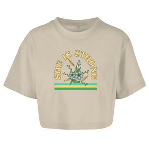 Damen Oversize Crop Top she is strong