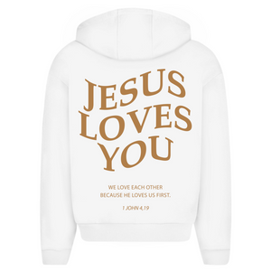 Oversize Zipper Hoodie jesus loves you 1 john 4,19