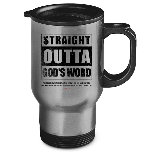 Edelstahl-Thermobecher straigh outta god's word john 3:16