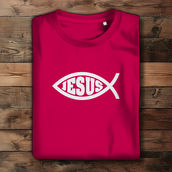 Damen Bio T-Shirt fisch symbol ICHTHYS Jesus