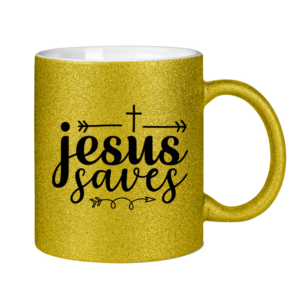 Glitzertasse jesus saves