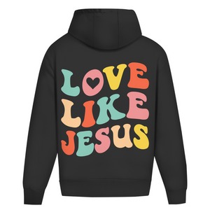 Oversize Hoodie Ohne Kordel love like jesus retro
