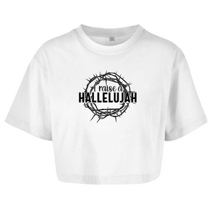 Damen Oversize Crop Top i raise a hallelujah dornenkrone