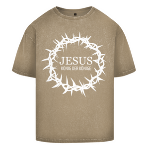 Oversize Washed T-Shirt jesus könig der könige dornenkrone