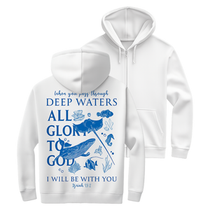 Herren Zipper Hoodie deep waters isaiah 43:2