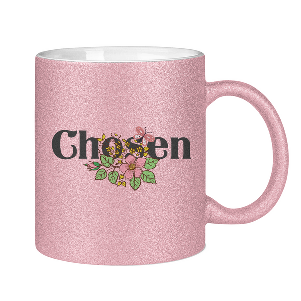 Glitzertasse chosen blumen