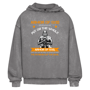 Oversize Washed Hoodie armor of god ephesians 6:11