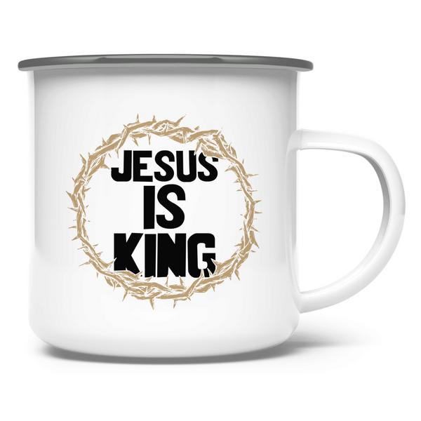 Emaille Tasse jesus is king dornenkrone