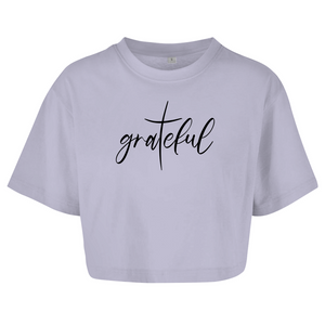 Damen Oversize Crop Top grateful