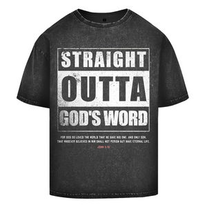 Oversize Washed T-Shirt straight outta gods word john 3:16