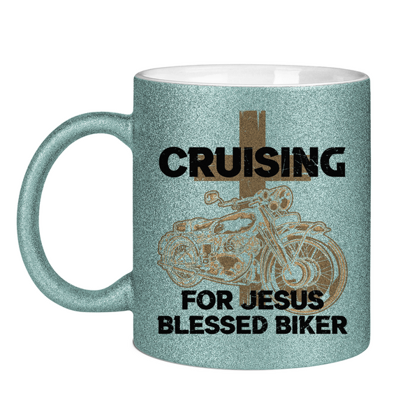 Glitzertasse cruising for jesus blessed biker