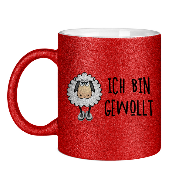 Glitzertasse schaf ich bin gewollt