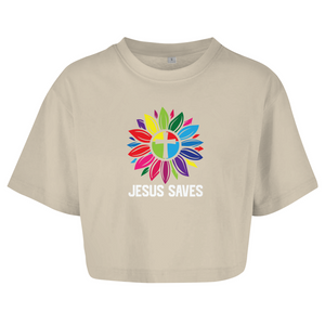 Damen Oversize Crop Top jesus saves