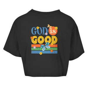 Damen Oversize Crop Top god is good