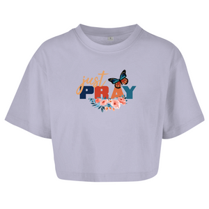 Damen Oversize Crop Top just pray
