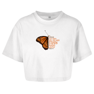 Damen Oversize Crop Top der mich stark macht schmetterling