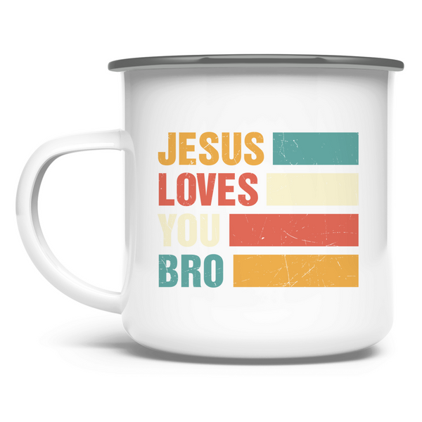 Emaille Tasse jesus loves you bro