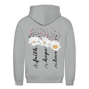 Damen Hoodie faith hope love blumen