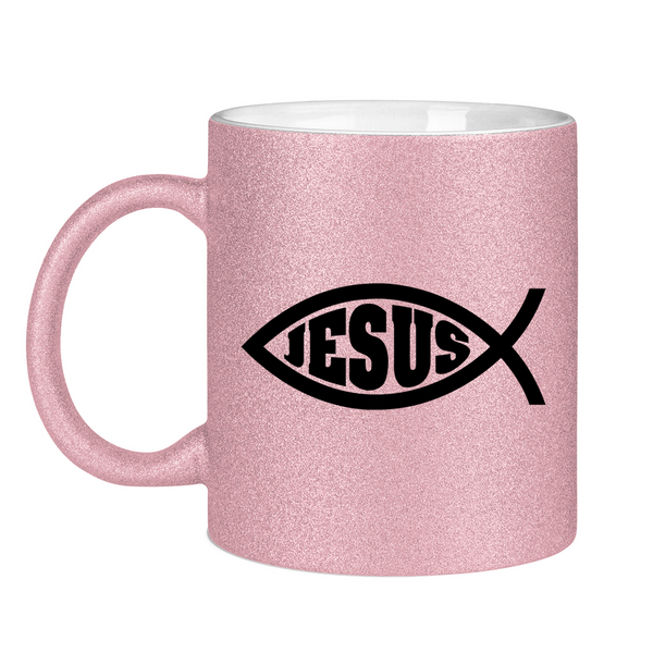 Glitzertasse Ichthys fisch christliches symbol