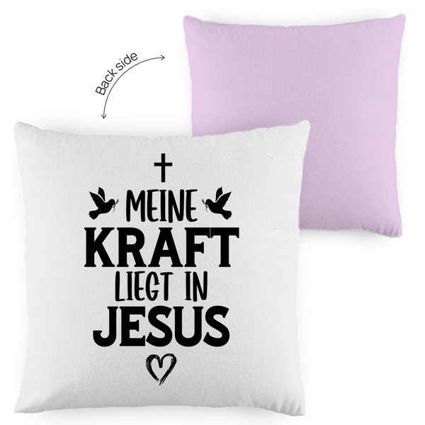 Kopfkissen zweifarbig meine kraft liegt in jesus