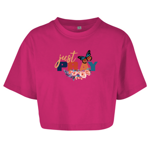 Damen Oversize Crop Top just pray