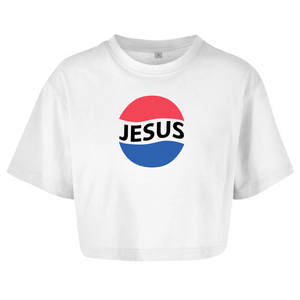 Damen Oversize Crop Top jesus