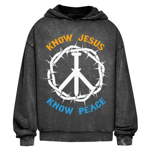 Oversize Washed Hoodie know jesus know peace
