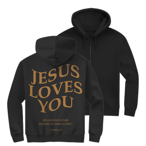 Herren Zipper Hoodie jesus loves you 1 john 4,19