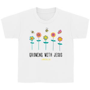 Kinder T-Shirt growing with jesus 2 peter 3:18