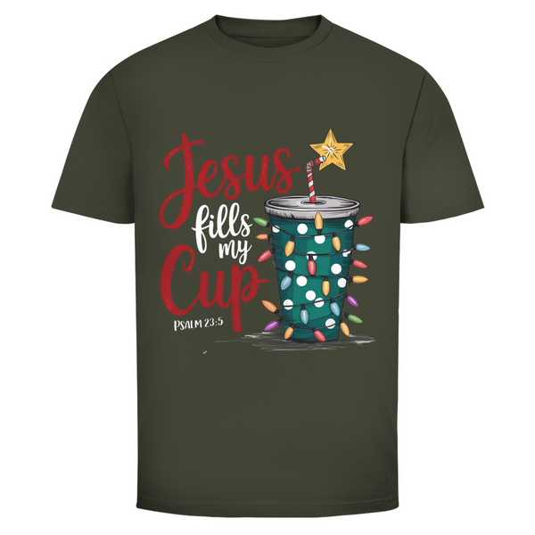 Herren T-Shirt jesus fills my cup psalm 23.5