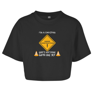 Damen Oversize Crop Top christian under construction