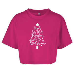 Damen Oversize Crop Top jesus is the reason for the season