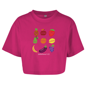 Damen Oversize Crop Top Joy Love Patience galatians 5:22