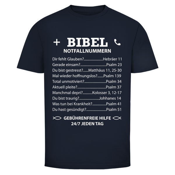 Herren T-Shirt bibel notfallnummern